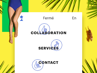 MamboMambo's website bikini dog hands icons menu mobile palm tree responsive summer ui ux yellow