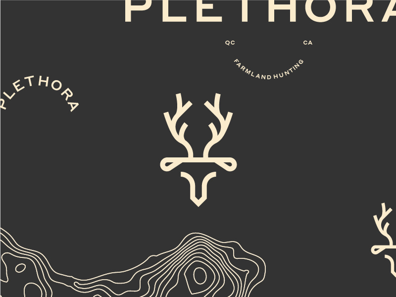 Plethora - Branding prey logo roe antlers topographic map quebec canada hunting trip deer branding hunting farmland