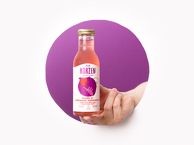 Korzen - Apple & Saskatoon berry art direction beverage bottle charlevoix drink handmade kombucha local organic quebec raw vegan