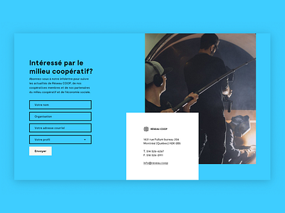 Réseau - Footer blue grid minimal organization photo shadow simple space ui ux web white