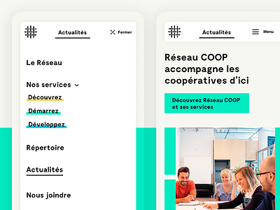 Réseau - Mobile branding colorful components grid layout menu minimal mobile phone ui ux web