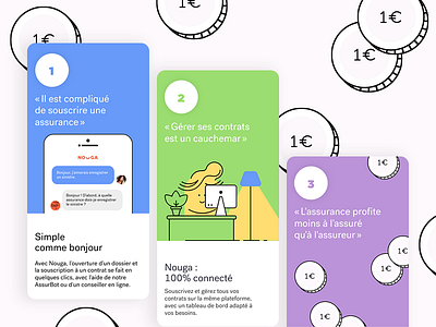 Nouga - Mobile character colors components illustrations insurance mobile responsive ui ux