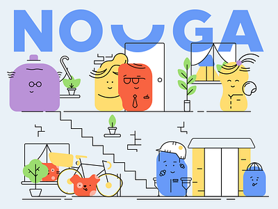 Nouga - Illustrations characters colors family illustrations insurance minimal online simple ui ux