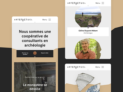 Artefactuel - Mobile archeology artifact boulder components construction history mobile research rocks rough ui ux