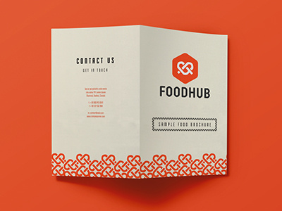 Foodhub Brochure branding bright brochure community food logo menu pretzel restaurant shopping center