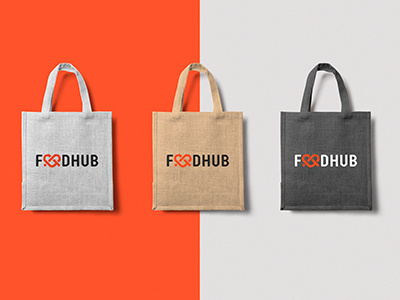 Foodhub eco bags bags branding bright community food logo pretzel restaurant shopping center