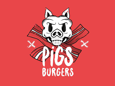 Pigs Burgers branding burger illustration logo pig pirate skull