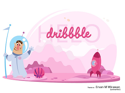 Hello Dribbble 2d abstract animation character drawing graphic design helo dribbble illustration