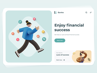 Banko 3d app design logo minimal ui web website