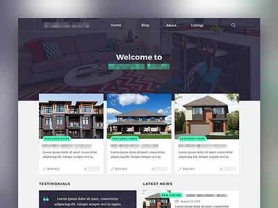 WIP Real Estate Website flat hero home house minimalist web