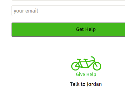 Give Help bike button email help landing launch product small twitter