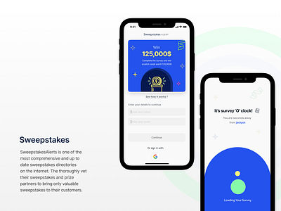 Sweepstakes | Survey App app dailyui design loader productdesign survey ui uiux ux