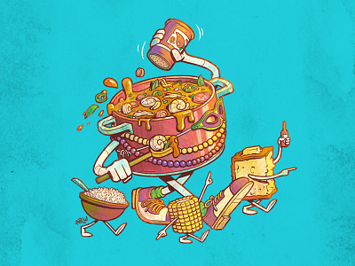 Gumbo & Friends art character design corn corn bread design food gumbo illustration louisiana mardi gras new orleans rice