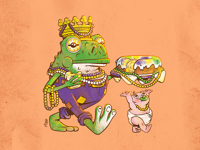 Fat Tuesday & the End of Mardi Gras art baby cake character design crown design frog illustration louisiana mardigras new orleans