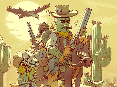 Sheriff Saguaro armadillo art cactus character design desert design illustration saguaro