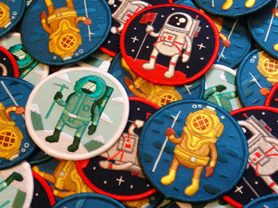 Adventure Club Patches illustration design mountaineer diver astronaut vector embroidered patch embroider patch