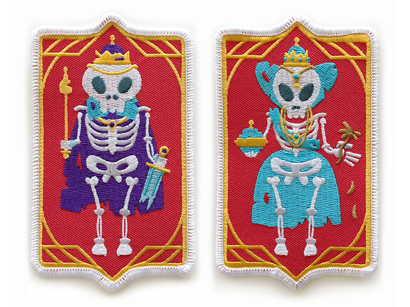 King and Queen Of Nothing Patches skeleton nothing royalty queen king illustration design vector embroidered patch embroider patch