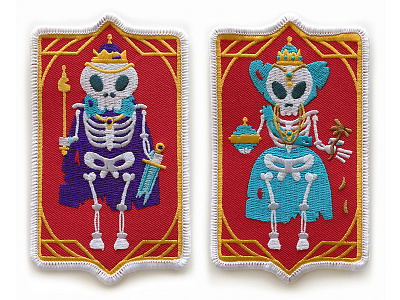 King and Queen Of Nothing Patches design embroider embroidered patch illustration king nothing patch queen royalty skeleton vector