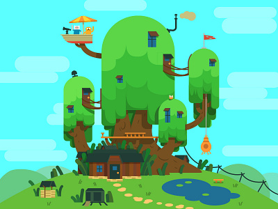 Finn & Jake's Treehouse adventure time finn illustration jake tree house vector