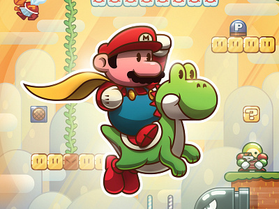 Super Mario World illustration mario nintendo super mario super mario world vector video games yoshi