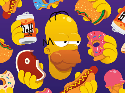 The many temptations of Homer Simpson design donuts food homer homer simpson illustration the simpsons vector