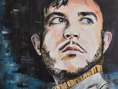 Oscar and the wolf acrylic acrylic paint acrylics art artist artwork detail driptechnique portrait portrait art portrait painting