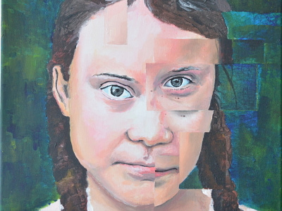 Greta Thunberg acrylic acrylic paint acrylics art artwork detail greta thunberg portrait portrait art portrait painting