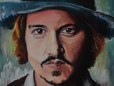 Johnny Depp acrylic acrylic paint acrylics art artwork detail johnny depp portrait portrait art portrait painting