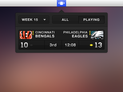 Gameday Menubar football menubar score scoreboard sport ui