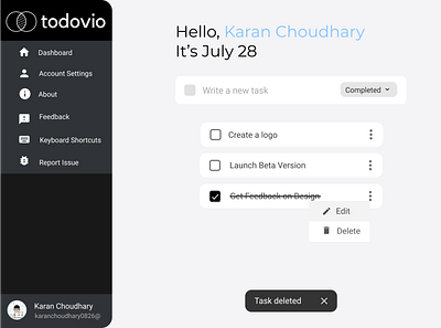 Todovio app application dashboard todo todo app web design webapp