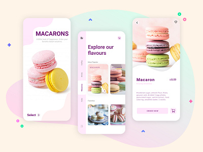 Bakery app android app bakery beautiful confectionery cookies design designer dessert ecommerce flat iphone iphone12 macarons minimal new popular sweet trend ui