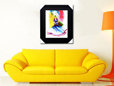 Figurative Dancing Women Painting With Yellow Theme