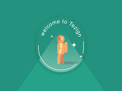 Welcome to Tezign astronaut badge graphic green illustration space tezign
