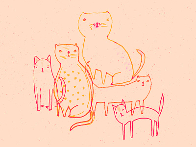 Cat Stacks animals cat cats drawings illustration ink pen pink texture
