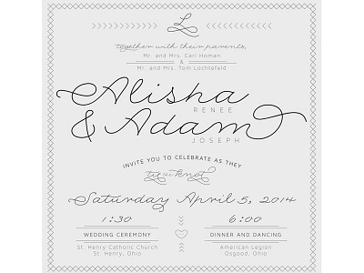 Wedding Invite ceremony invitation print typography wedding