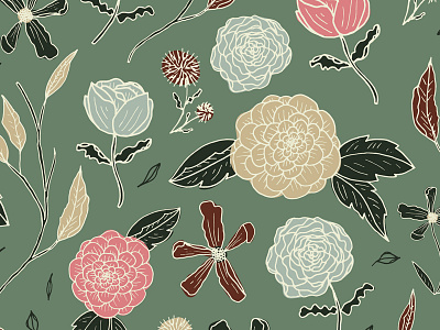 floral pattern botanical color design drawing floral flowers illustration pattern surface pattern