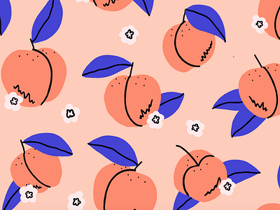Just Peachy color drawing flowers fruit illustration pattern peaches