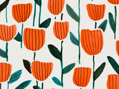 Tulips color drawing flower garden flower pattern flowers garden gouache illustration painting pattern sketch surface pattern design