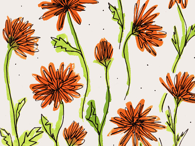 Some happy flowers art color drawing flowers gouache illustration painting pattern sketch