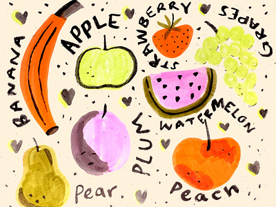 Fruity color drawing food fruit fruit illustration fruits illustration texture
