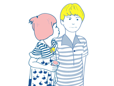 Modern teenage love story cartoon character daughter illustration