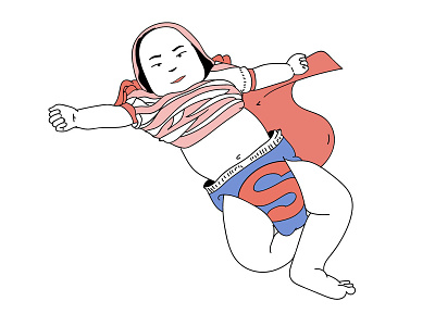 diaper Superman cartoon character daughter illustration