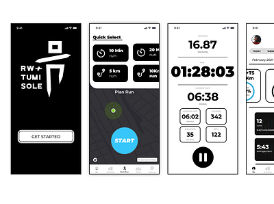 Running App Prototype - (Running With Tumi Sole) app fitness app prototype running app south africa south african