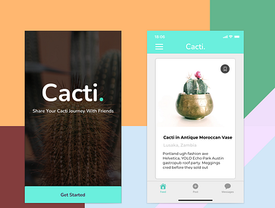 Cacti Social Media App app cacti design ios mockup plants social media social media design ui ux