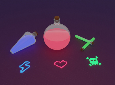 Minimalist potions 3d 3d artist blender blender 3d item videogame