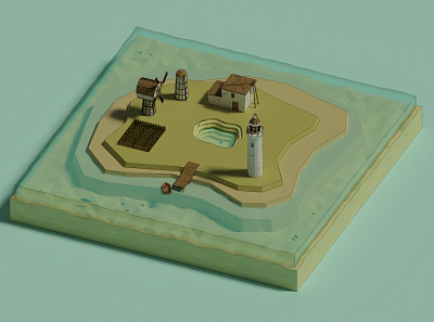 Small Island 3d 3d artist 3denviroment blender blender 3d island lowpoly lowpoly3d lowpolyart minimalist