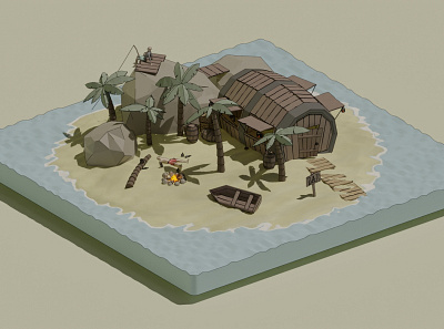 Castaway's bar 3d 3d artist 3denviroment blender blender 3d design lowpoly lowpoly3d