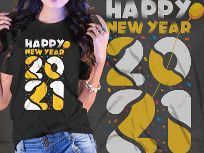 Happy New Year T-Shirt Design Graphic Tees  v3