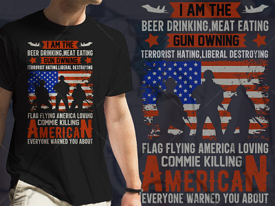 American Veteran Typography T-Shirt Design Graphic Tees