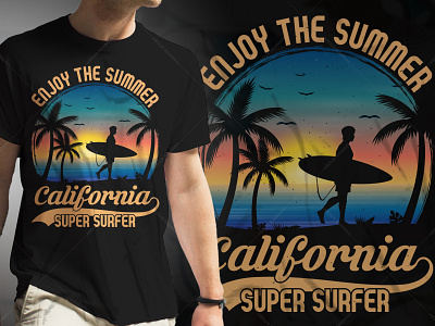 California Surfing Typography T-Shirt Design